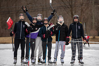 Students holding shovels as they prepare to play hockey. Links to Gifts by Estate Note Students holding shovels as they prepare to play hockey. Links to Gifts by Estate Note